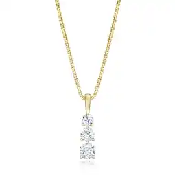 Costco 1.00ctw Round Brilliant Cut 3 Stone Diamond Pendant, 14ct Yellow Gold offer