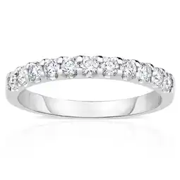 Costco 0.50ctw Round Brilliant Cut Diamond Half Eternity Ring, 18ct White Gold in 3 Sizes offer