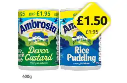 Londis Ambrosia Devon Custard, Rice Pudding offer
