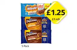 Londis McVities Hobnobs Oaty Flapjacks, Digestives Caramel Millionaire, Milk Chocolate offer