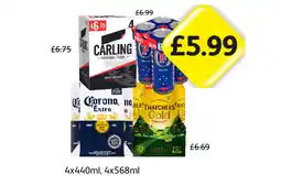 Londis Carling, Fosters, Corona Extra, Thatchers Gold offer