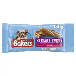 Iceland BAKERS Meaty Twists Medium Beef Dog Chews 180g offer