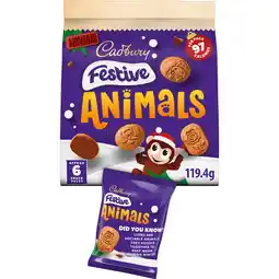 Iceland Cadbury Chocolate Festive Mini Animal Biscuits 6 Pack Multipack 119g (6 x 19.9g) Limited Edition offer