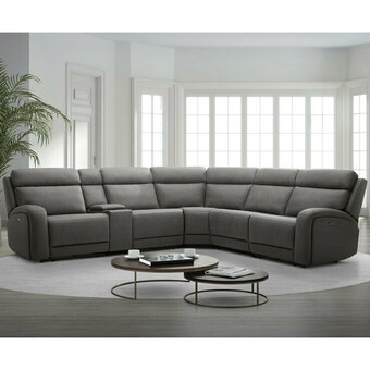 Costco Gilman Creek Paisley Fabric Power Reclining Sectional Sofa with Power Headrests offer
