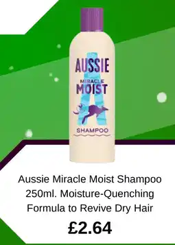 Asda Aussie Miracle Moist Shampoo Moisture-Quenching Formula to Revive Dry Hair offer