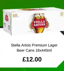 Asda Stella Artois Premium Lager Beer Cans offer