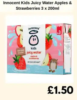 Sainsbury's Innocent Kids Juicy Water Apples & Strawberries offer