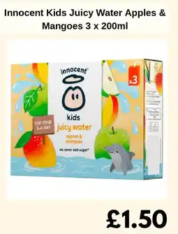 Sainsbury's Innocent Kids Juicy Water Apples & Mangoes offer