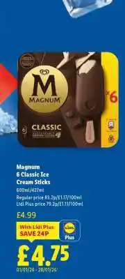 Lidl Magnum 6 Classic Ice Cream Sticks offer