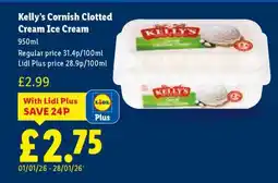 Lidl Kelly’s Cornish Clotted Cream Ice Cream offer