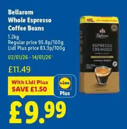 Lidl Bellarom Whole Espresso Coffee Beans offer