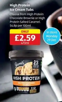 Aldi High Protein Ice Cream Tubs offer