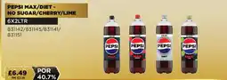 Bestway Pepsi max/diet - no sugar/cherry/lime offer