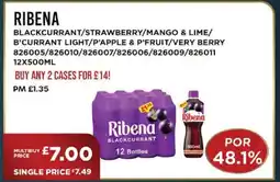Bestway RIBENA Blackcurrant/strawberry/mango & lime/ b'currant light/p'apple & p'fruit/very berry offer