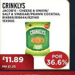 Bestway CRINKLYS Jacob's cheese & onion/ salt & vinegar/prawn cocktail offer