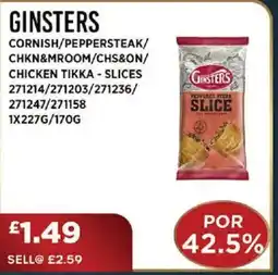 Bestway GINSTERS Cornish/peppersteak/ chkn&mroom/chs&on/ chicken tikka - slices offer