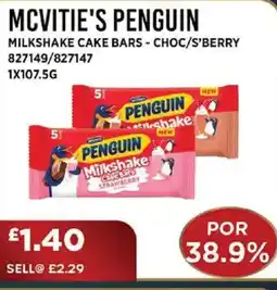 Bestway MCVITIE'S PENGUIN Milkshake cake bars - choc/s'berry offer