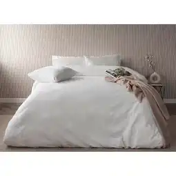 Costco Belledorm Waffle Stripe Cream Duvet Set, in 4 Sizes offer