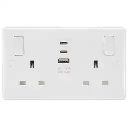 Costco Masterplug Double 13A Switched Sockets with 15W USB A & 2x C Charger Ports, Pack of 2 offer