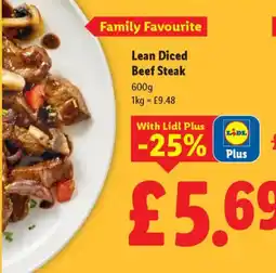 Lidl Lean Diced Beef Steak offer