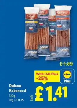 Lidl Dulano Kabanossi offer