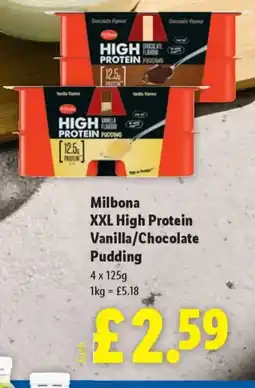 Lidl Milbona XXL High Protein Vanilla/Chocolate Pudding offer