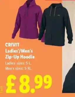 Lidl CRIVIT Ladies'/Men's Zip-Up Hoodie offer