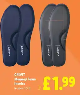 Lidl CRIVIT Memory Foam Insoles offer