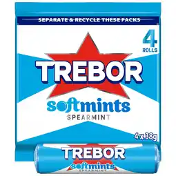 Iceland Trebor Softmints Spearmint Mints Rolls 4 Pack 152 g (4 x 38g) offer