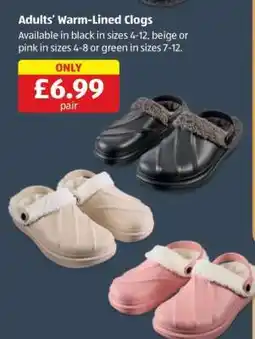 Aldi Adults’ Warm-Lined Clogs offer