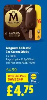 Lidl Magnum 6 Classic Ice Cream Sticks offer