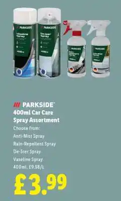 Lidl PARKSIDE 400ml Car Care Spray Assortment offer
