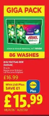 Lidl Ariel 3in1 Pods 86W offer