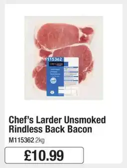 Makro Chef’s Larder Unsmoked Rindless Back Bacon offer