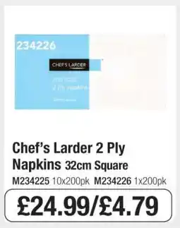 Makro Chef’s Larder 2 Ply Napkins 32cm Square offer