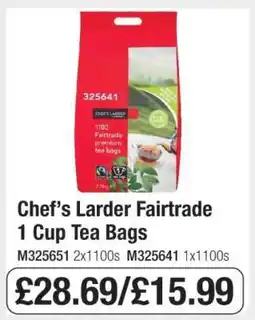 Makro Chef’s Larder Fairtrade 1 Cup Tea Bags offer