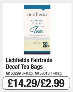 Makro Lichfields Fairtrade Decaf Tea Bags offer