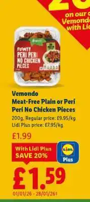 Lidl Vemondo Meat-Free Plain or Peri Peri No Chicken Pieces offer