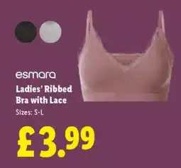 Lidl Ladies’ Ribbed Bra with Lace offer