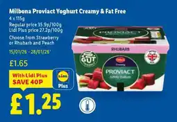 Lidl Milbona Proviact Yoghurt Creamy & Fat Free offer