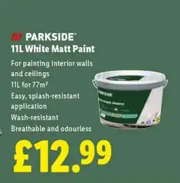 Lidl Parkside 11L White Matt Paint offer