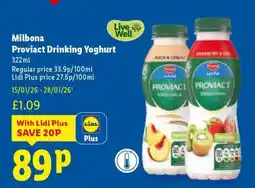 Lidl Milbona Proviact Drinking Yoghurt offer