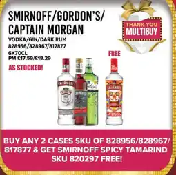 Bestway SMIRNOFF/GORDON'S/ CAPTAIN MORGAN Vodka/gin/dark rum offer