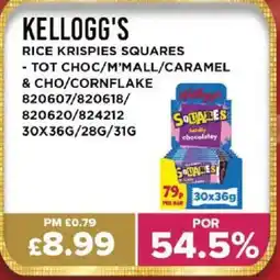 Bestway KELLOGG'S Rice krispies squares - tot choc/m'mall/caramel & cho/cornflake offer