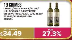 Bestway 19 CRIMES Chard/sauv block/rose/ malbec/cab sauv/temp offer