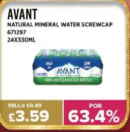 Bestway AVANT Natural mineral water screwcap offer