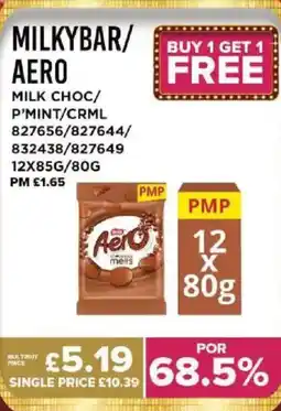Bestway MILKYBAR/ AERO Milk choc/ p'mint/crml offer