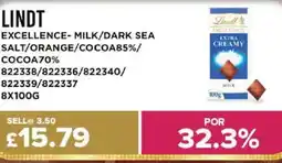 Bestway LINDT Excellence- milk/dark sea salt/orange/cocoa85%/ cocoa70% offer