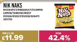 Bestway NIK NAKS Nice&spicy/rib&saucy/scampi& lemon/tangy&cheesy offer