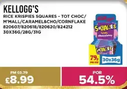 Bestway KELLOGG'S Rice krispies squares - tot choc/ m'mall/caramel&cho/cornflake offer